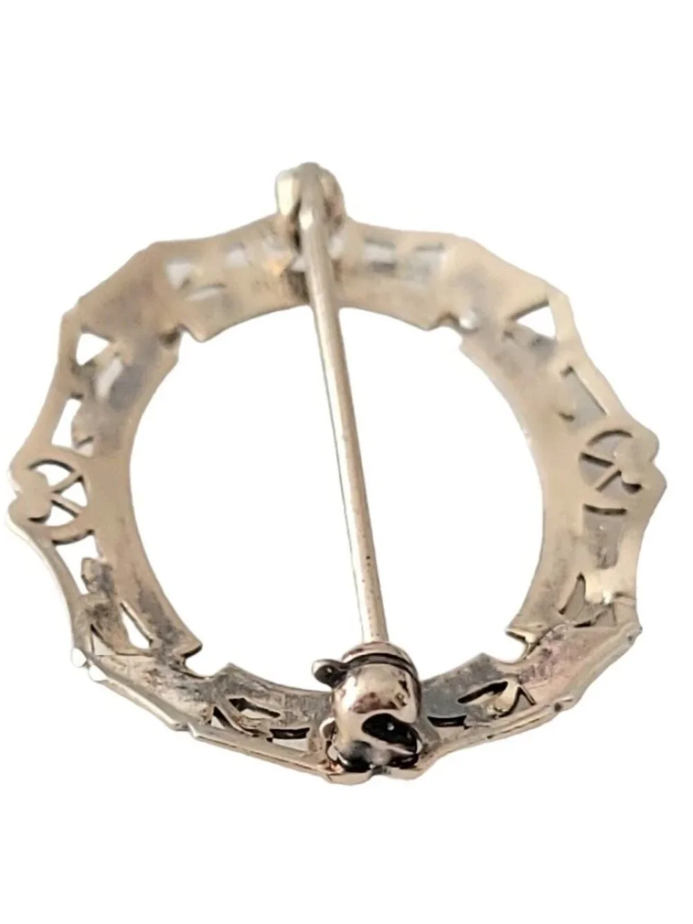 Sterling Silver Oval Inlay Shield Brooch Pin, M107